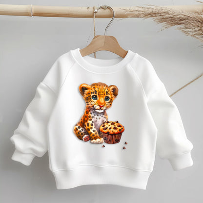 Leo Muffin Bügelbild 10cm – Baby Leopard DTF Transfer Kinderkleidung