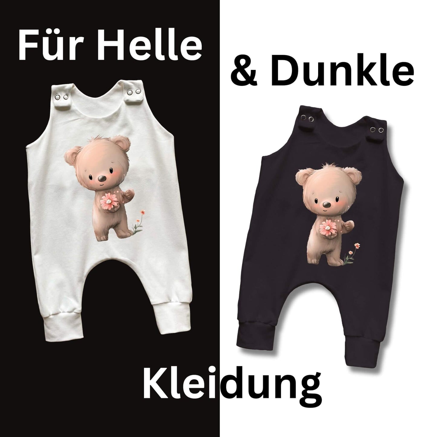 Bären Junge Bügelbild 20cm – Applikation Waldtier Kindershirt DIY