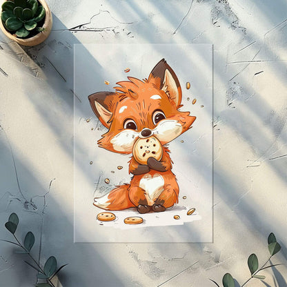 Cookie Fuchs Bügelbild DTF Transfer – Fuchs mit Keks Kinderkleidung Handmade by Kati