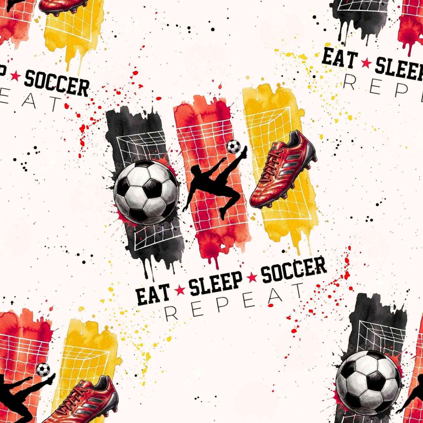 Eat Sleep Soccer Repeat | Fussball Stoff Meterware | Kinderstoff