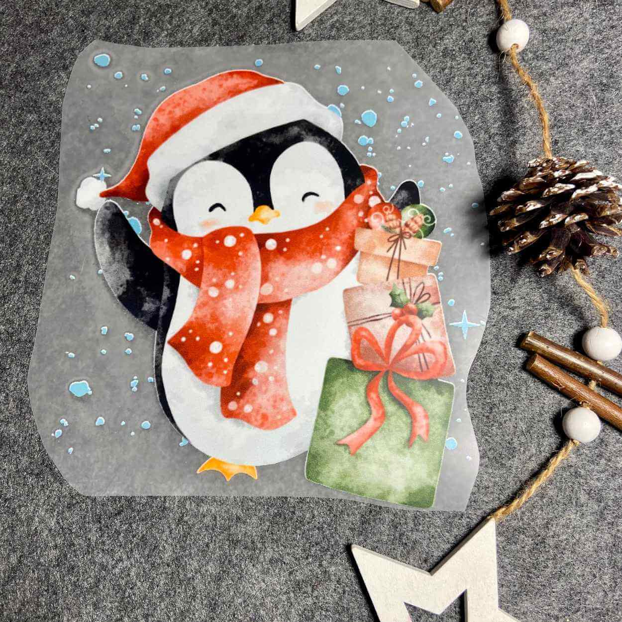 Weihnachten Pinguine Geschenke Bügelbild – DTF Transfer Kinderkleidung Handmade by Kati