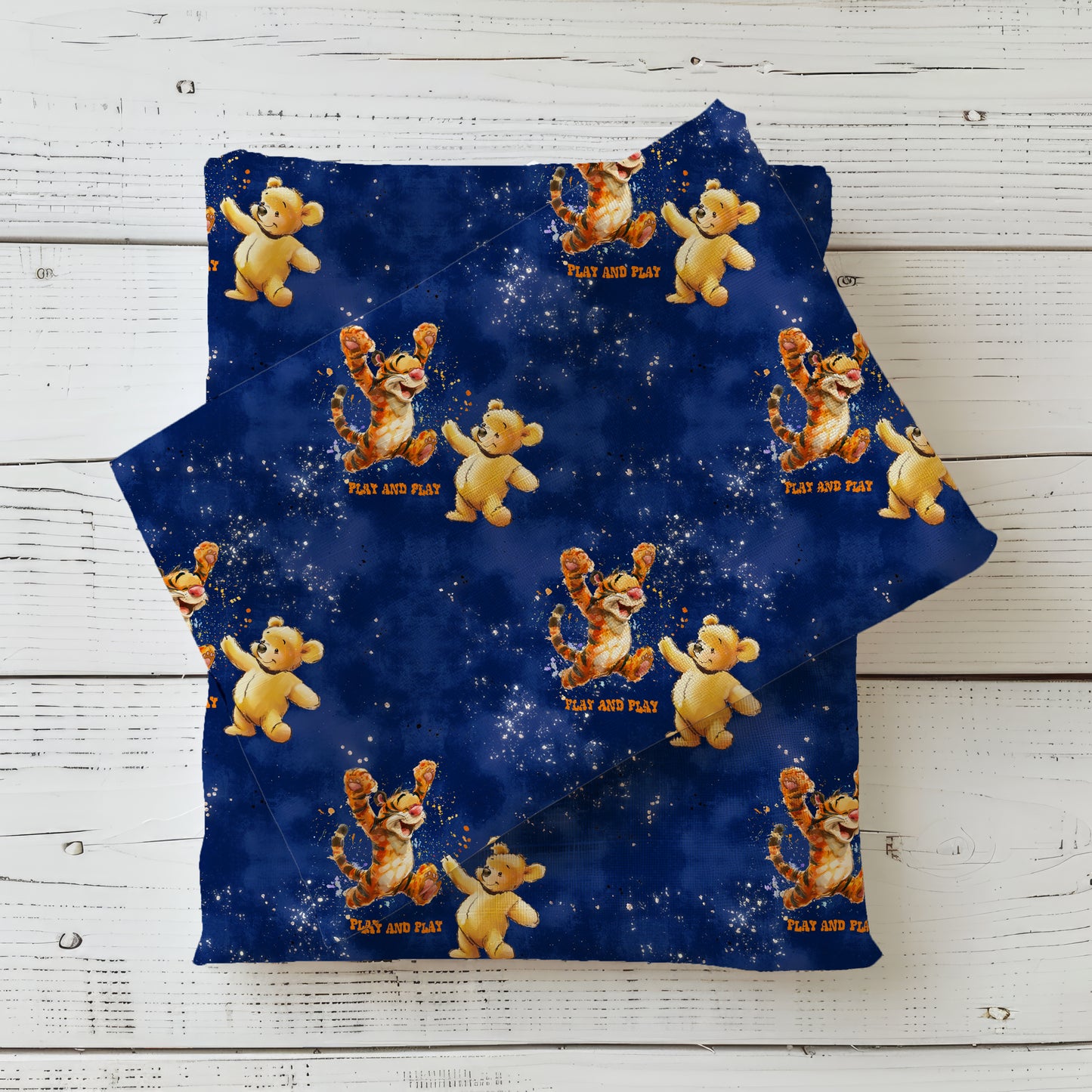 Jersey Kinderstoff Teddybär und Tiger