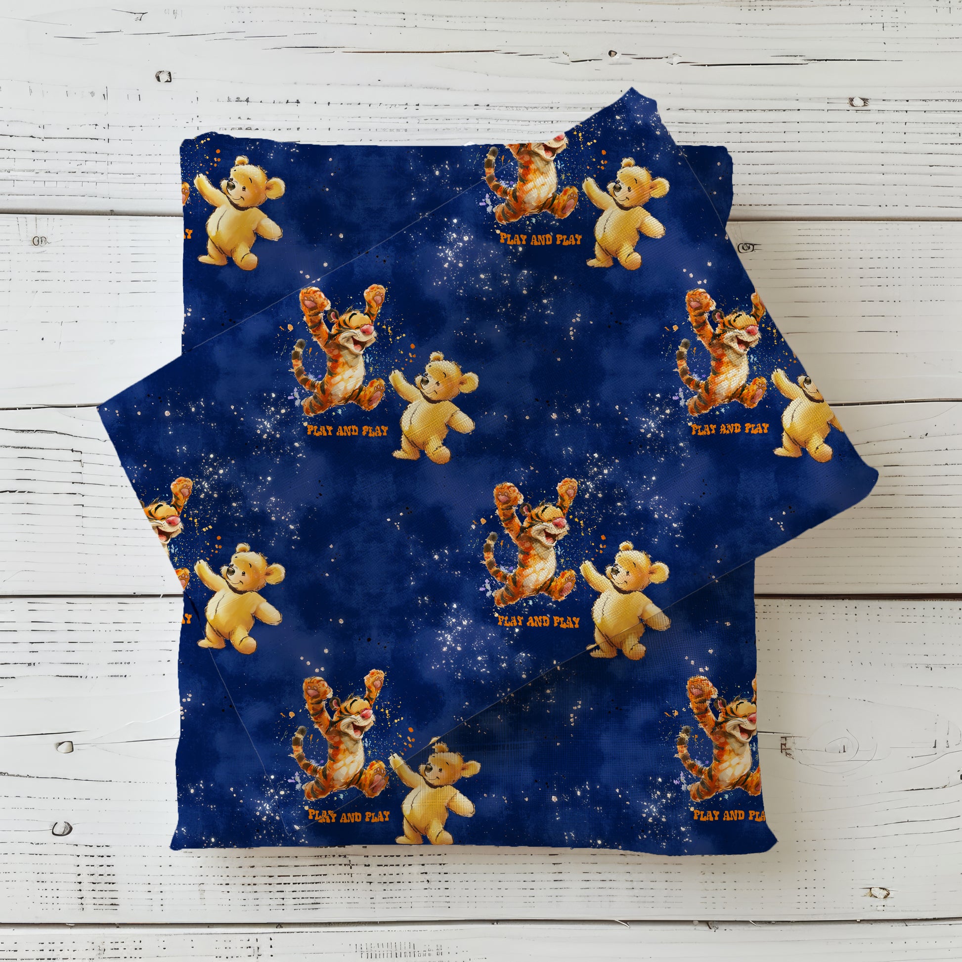 Jersey Kinderstoff Teddybär und Tiger