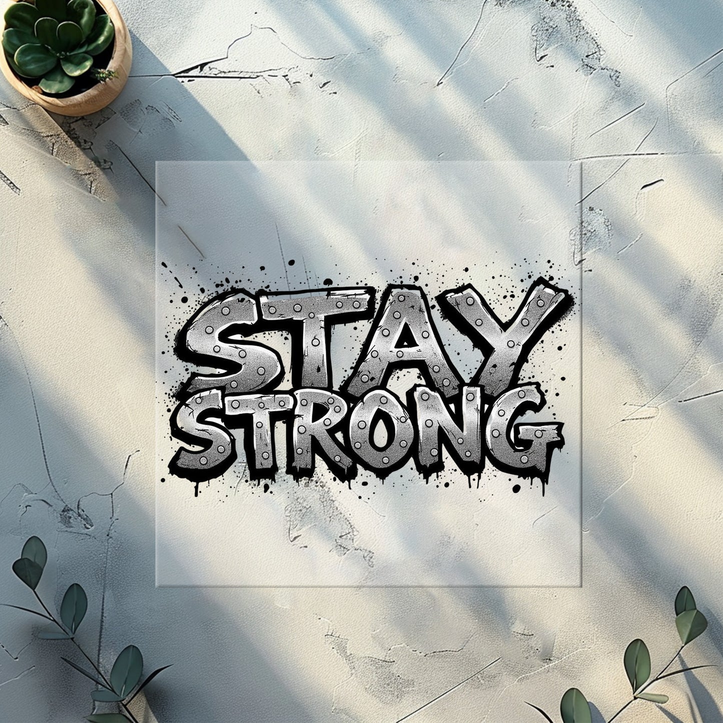 Graffiti Bügelbild „STAY STRONG“ | DTF Transfer für Streetwear & Accessoires