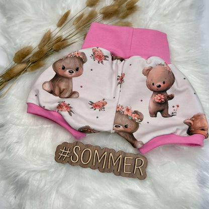 Handmade kurze Hosesüße Bären in rosa