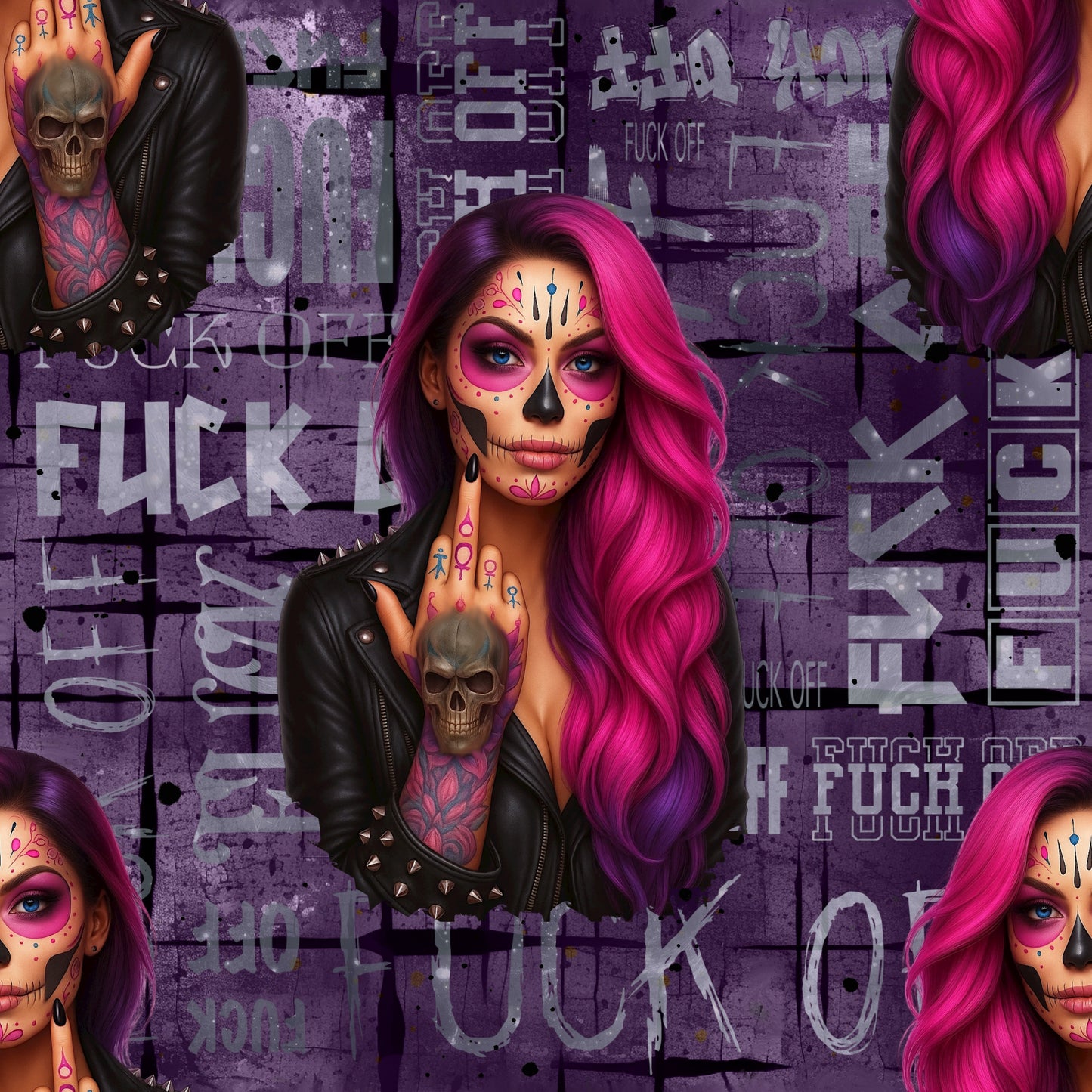 Viva La Rebel - purple | Skull Fabric by the Meter