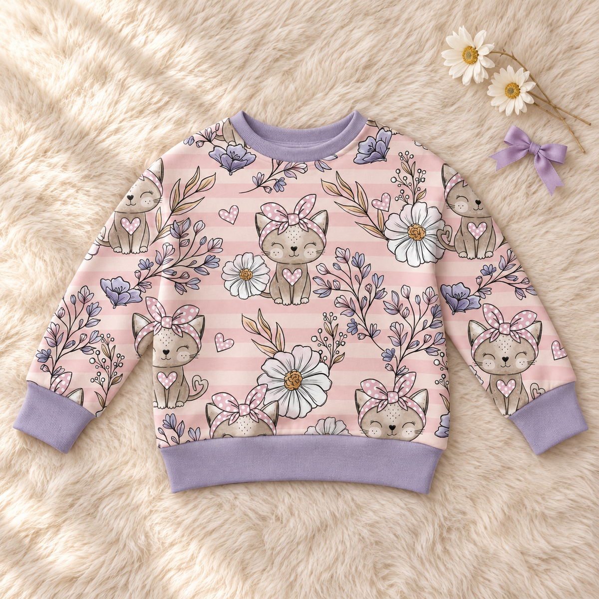 Kinderpullover „Kitty Blume" – Handmade aus Baumwolle