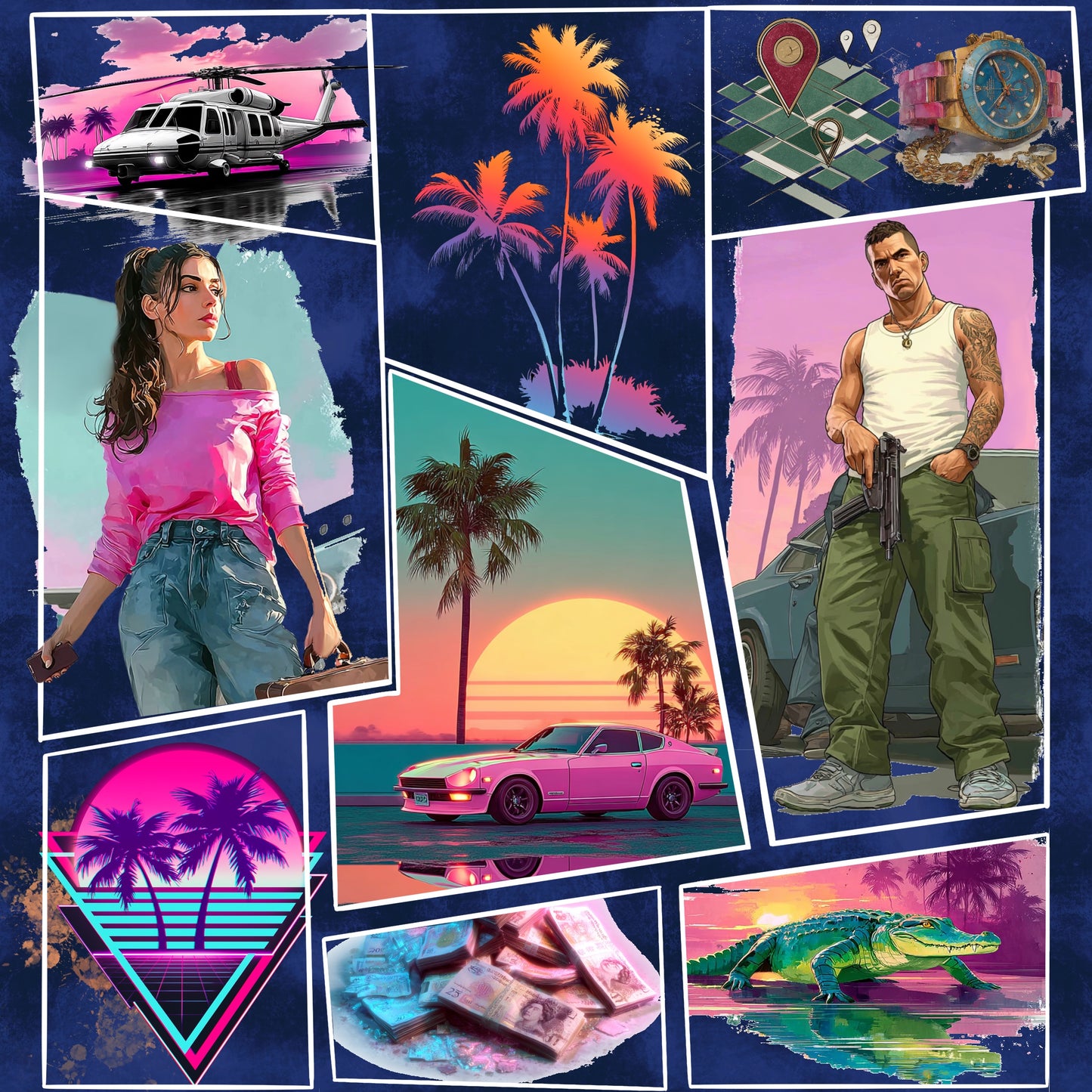 Miami Vibes - Navy | Gamer Stoff Meterware | Kinderstoff
