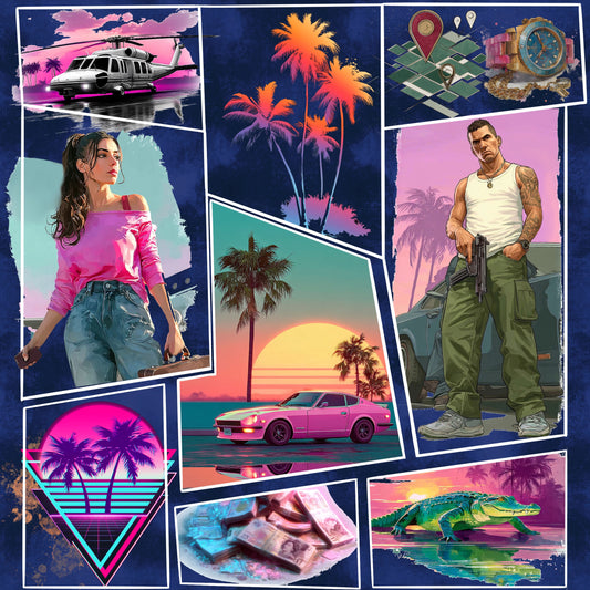 Miami Vibes - Navy | Gamer Stoff Meterware | Kinderstoff