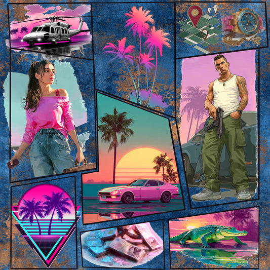 Miami Vibes - Ocean | Gamer Stoff Meterware | Kinderstoff