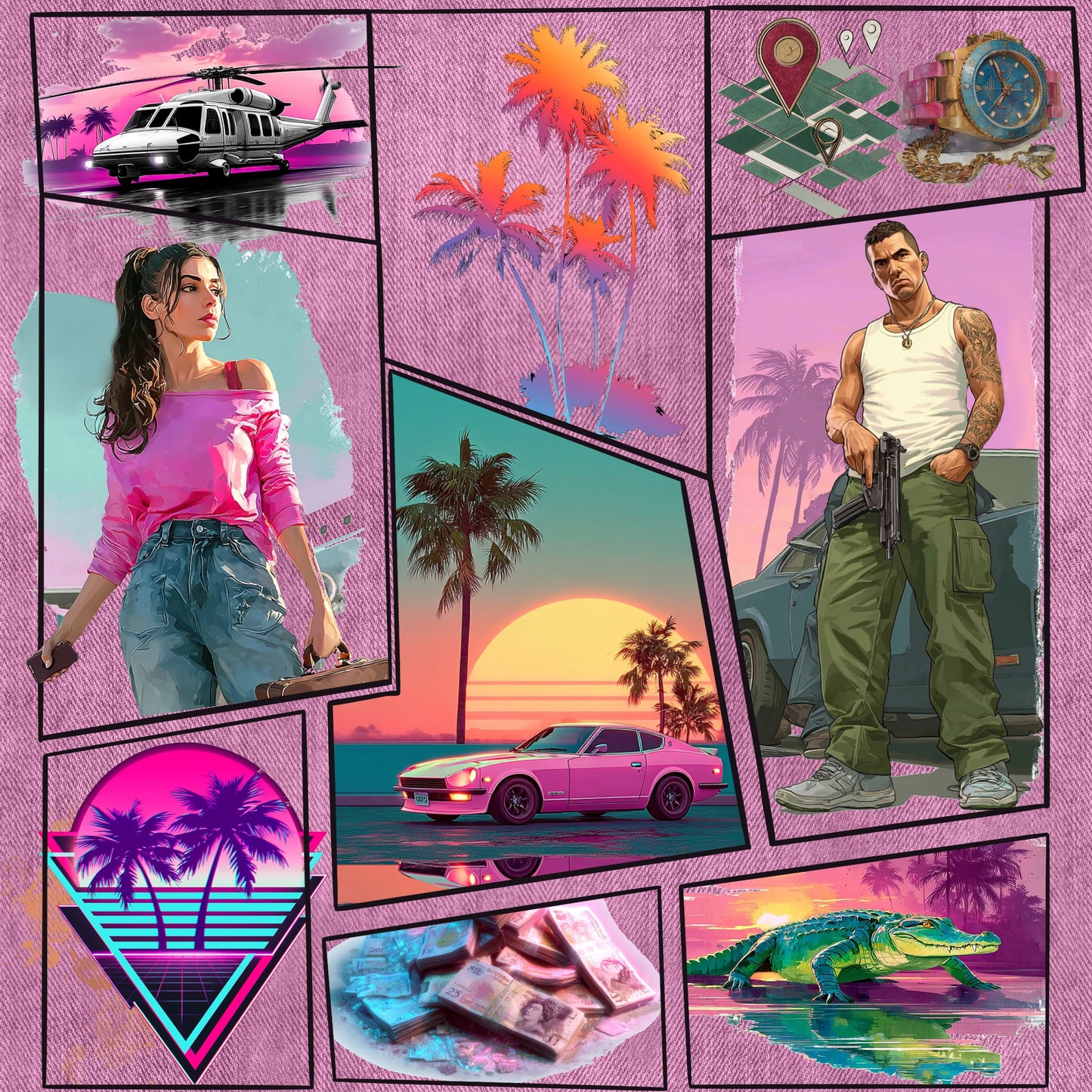 Miami Vibes - Pink | Gamer Stoff Meterware | Kinderstoff
