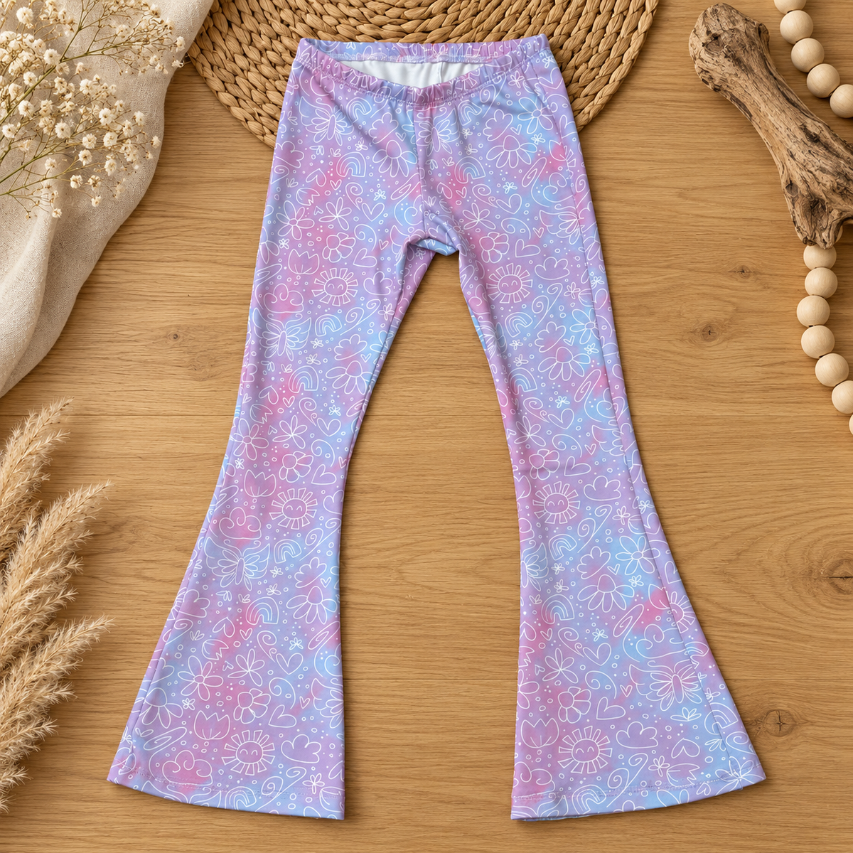 Schlagleggings Kinder Batik Flieder & Rosa – handgenäht