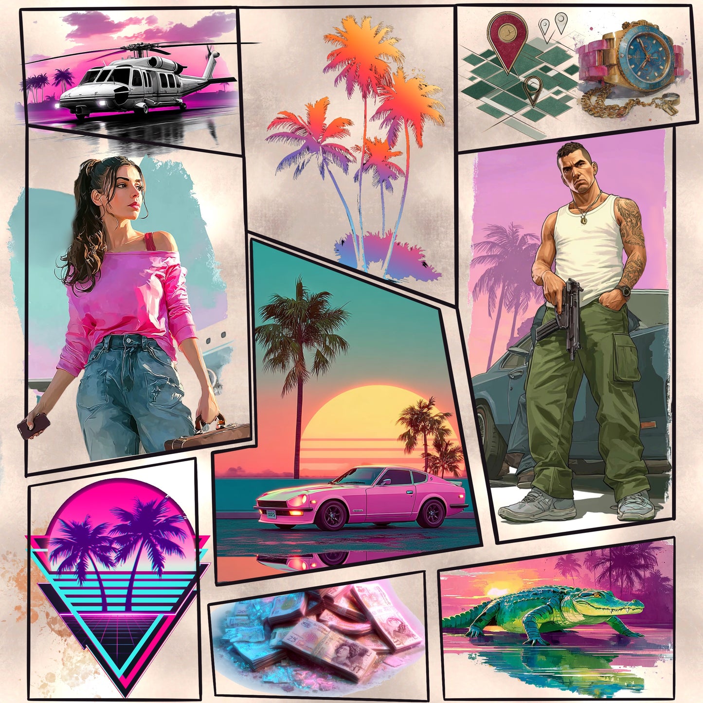 Miami Vibes - Sand | Gamer Stoff Meterware | Kinderstoff
