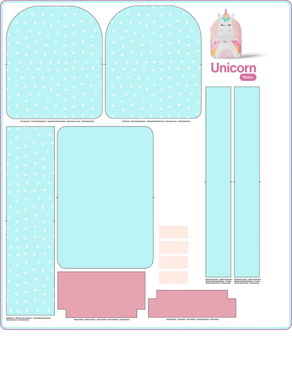 Rucksack Nähpanel für Kinder – Einhorn Motiv Panel für DIY Kinderrucksack